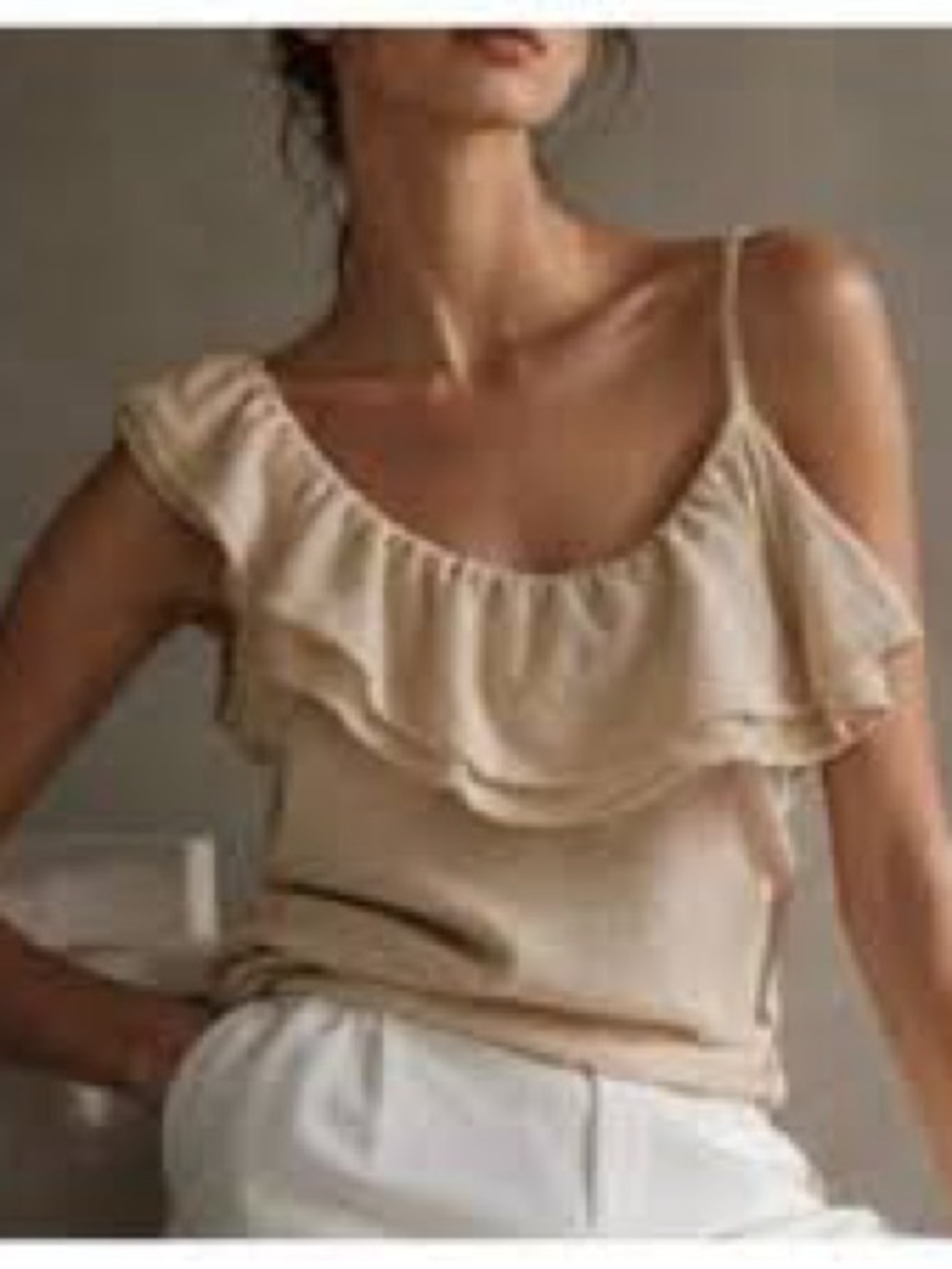 Zara Asymmetrical Ruffled One-Shoulder Tank Top